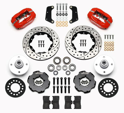 64-66 FORD MUSTANG 6 CYLINDER,4 LUG,FRONT,10.75" DRILLED ROTORS,RED CALIPERS