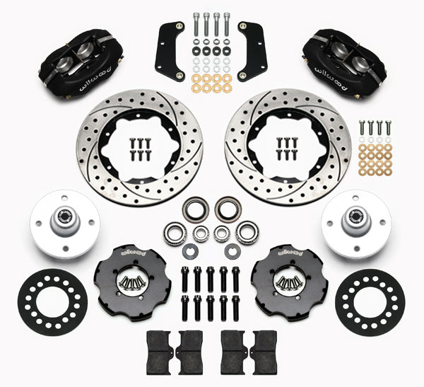 64-66 FORD MUSTANG 6 CYLINDER,4 LUG,FRONT,10.75" DRILLED ROTORS,BLACK CALIPERS