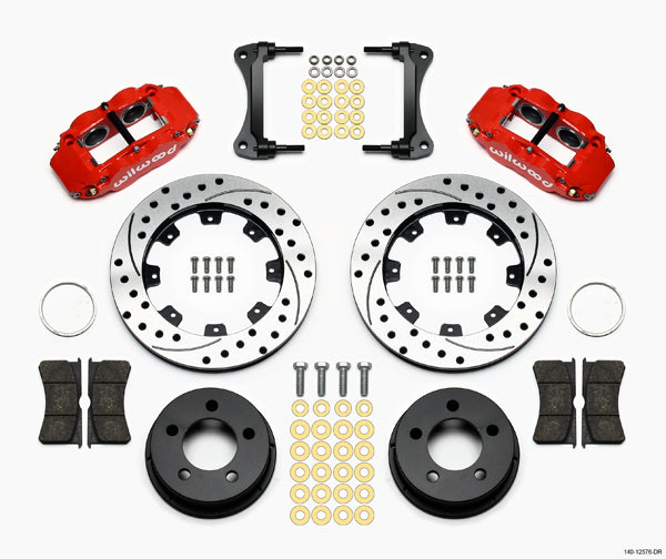 87-89 JEEP WRANGLER YJ,FRONT,12" DRILLED ROTORS,RED CALIPERS