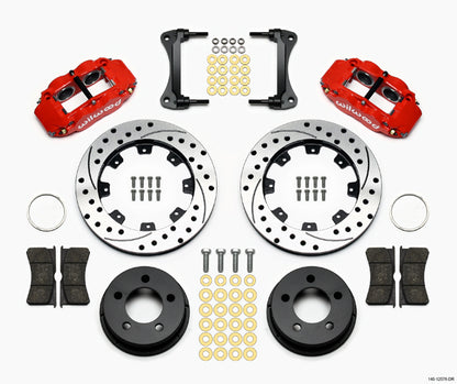 87-89 JEEP WRANGLER YJ,FRONT,12" DRILLED ROTORS,RED CALIPERS
