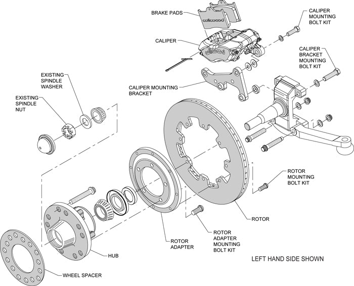 41-56 PACKARD KIT,FRONT,FDL,11.75" DRILLED ROTORS,RED CALIPERS