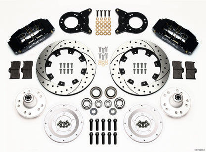 70-73 FORD,MERCURY FULL DISC BRAKE KIT,12" DRILLED ROTORS,6/4 PISTON BLACK