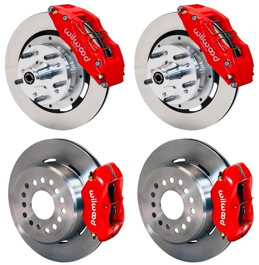 70-73 FORD,MERCURY FULL DISC BRAKE KIT,12" ROTORS,6/4 PISTON RED CALIPERS