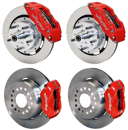 65-69 FORD,MERCURY FULL DISC BRAKE KIT,12" ROTORS,6/4 PISTON RED CALIPERS
