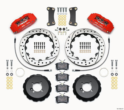 02-13 MINI COOPER FULL DISC BRAKE KIT,13/11.75" DRILLED ROTORS,RED CALIPERS