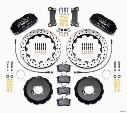 02-13 MINI COOPER FULL DISC BRAKE KIT,13/11.75" DRILLED ROTORS,BLACK CALIPERS