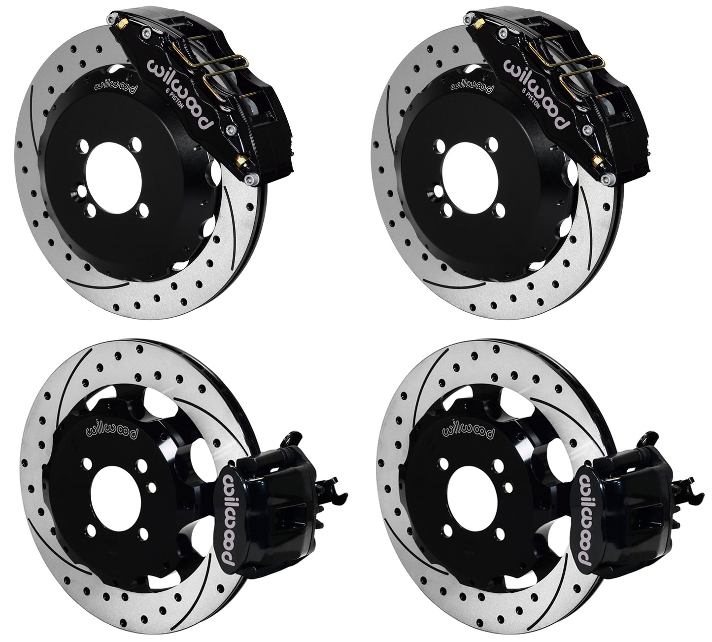 02-13 MINI COOPER FULL DISC BRAKE KIT,13/11.75" DRILLED ROTORS,BLACK CALIPERS