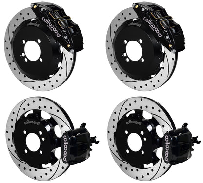 02-13 MINI COOPER FULL DISC BRAKE KIT,13/11.75" DRILLED ROTORS,BLACK CALIPERS