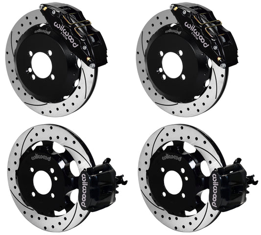 02-13 MINI COOPER FULL DISC BRAKE KIT,13/11.75" DRILLED ROTORS,BLACK CALIPERS