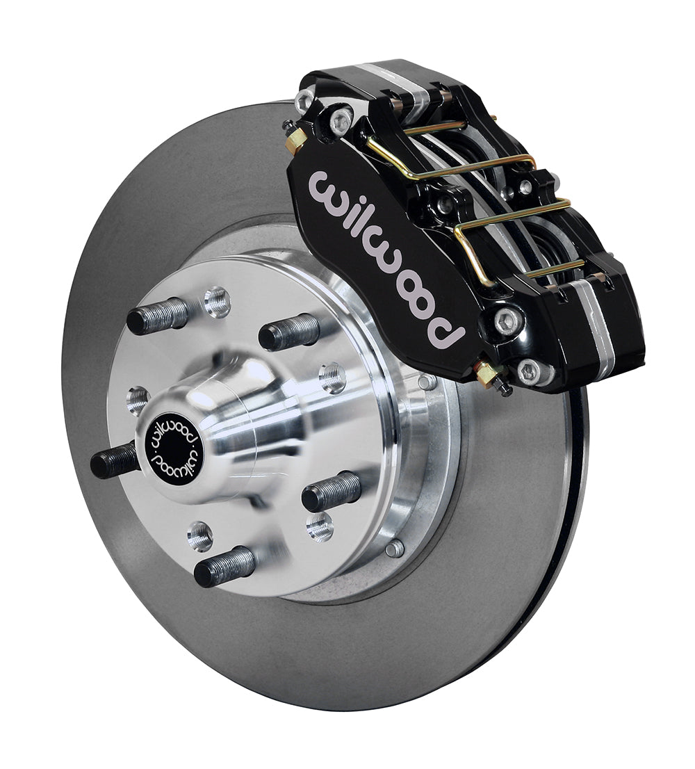 64-74 GM FRONT DISC BRAKE KIT,11" ROTORS,4 PISTON DP DUST BOOT BLACK CALIPERS