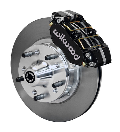 64-74 GM FRONT DISC BRAKE KIT,11" ROTORS,4 PISTON DP DUST BOOT BLACK CALIPERS