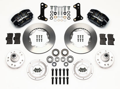 64-74 GM FRONT DISC BRAKE KIT,11" ROTORS,4 PISTON DP DUST BOOT BLACK CALIPERS