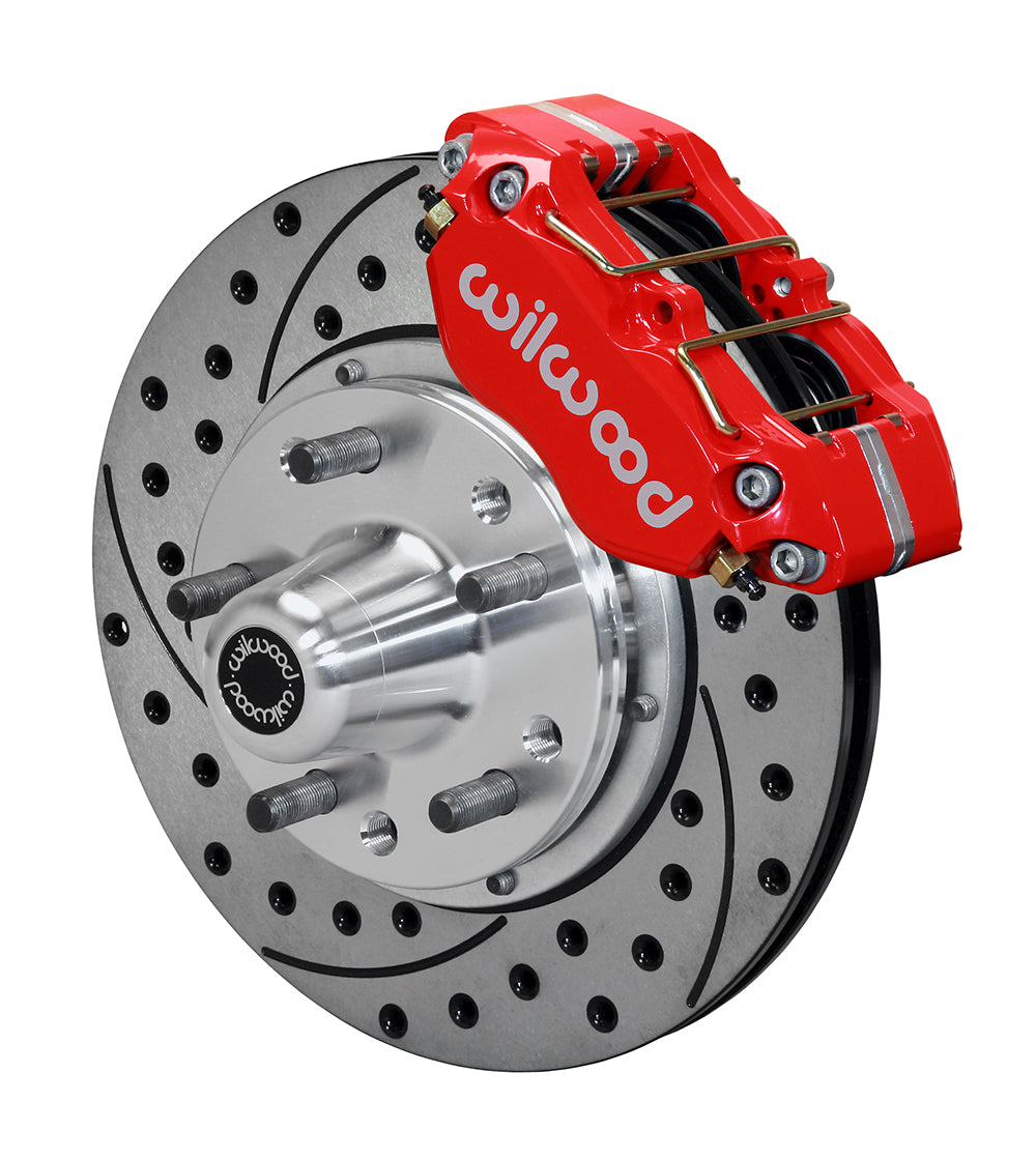 65-69 FORD MUSTANG,FRONT,DP DUST BOOT,11" DRILLED ROTORS,RED CALIPERS