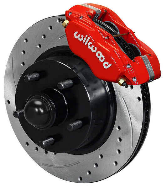 65-69 FORD MUSTANG KIT,FRONT,11.30" DRILLED ROTORS,RED CALIPERS