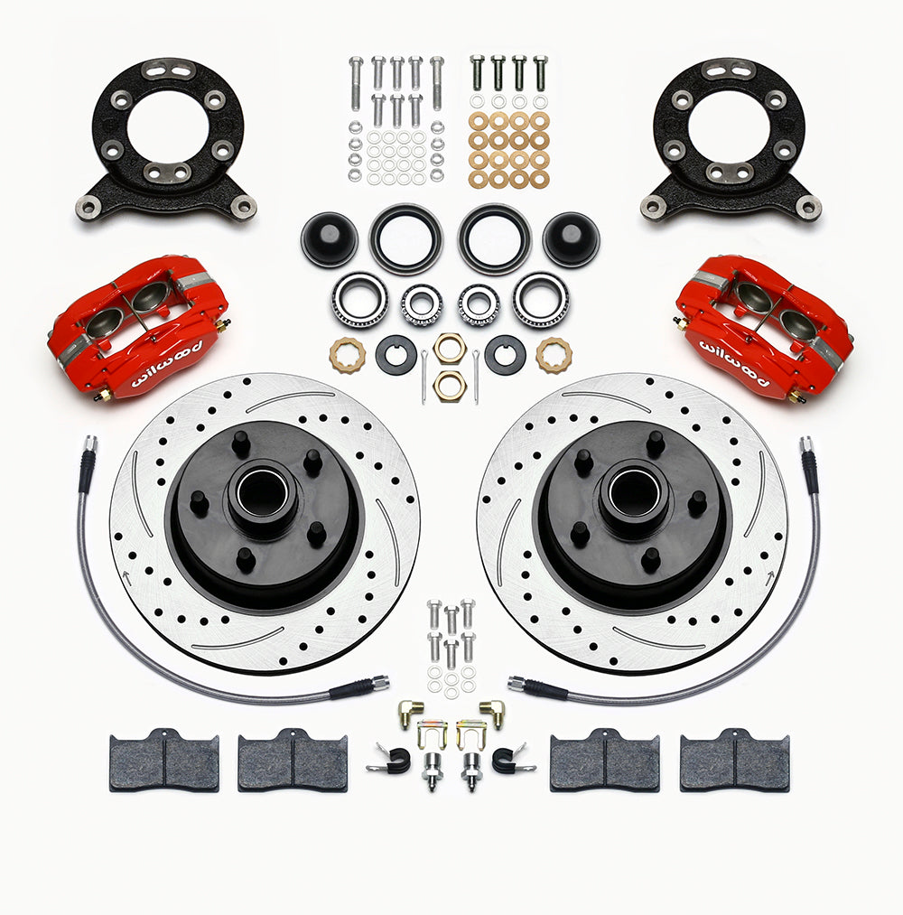 65-69 FORD MUSTANG KIT,FRONT,11.30" DRILLED ROTORS,RED CALIPERS
