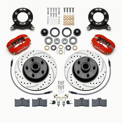 65-69 FORD MUSTANG KIT,FRONT,11.30" DRILLED ROTORS,RED CALIPERS
