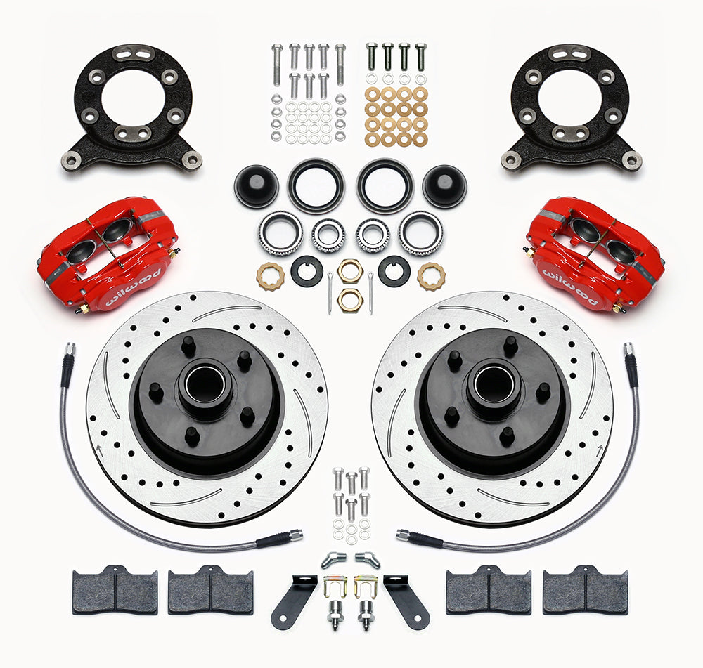 70-73 FORD MUSTANG KIT,FRONT,11.30" DRILLED ROTORS,RED CALIPERS