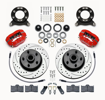 70-73 FORD MUSTANG KIT,FRONT,11.30" DRILLED ROTORS,RED CALIPERS