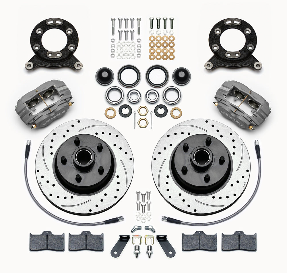 70-73 FORD MUSTANG KIT,FRONT,11.30" DRILLED ROTORS,GRAY CALIPERS
