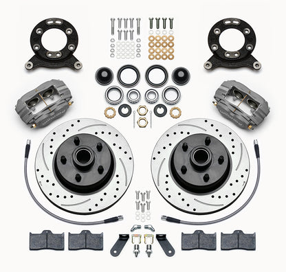 70-73 FORD MUSTANG KIT,FRONT,11.30" DRILLED ROTORS,GRAY CALIPERS