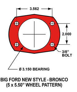 BIG FORD NEW KIT,5 x 5.5",REAR,12",RED