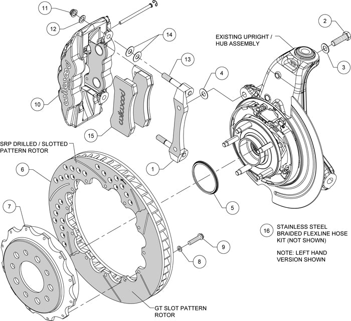 14-UP CORVETTE C7,REAR,14.25" DRILLED ROTORS,BLACK