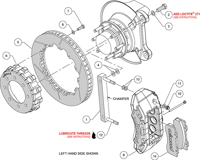 05-12 FORD F-250,F-350 4WD FRONT DISC BRAKE KIT,TX6R 6 PISTON,16" ROTORS,RED