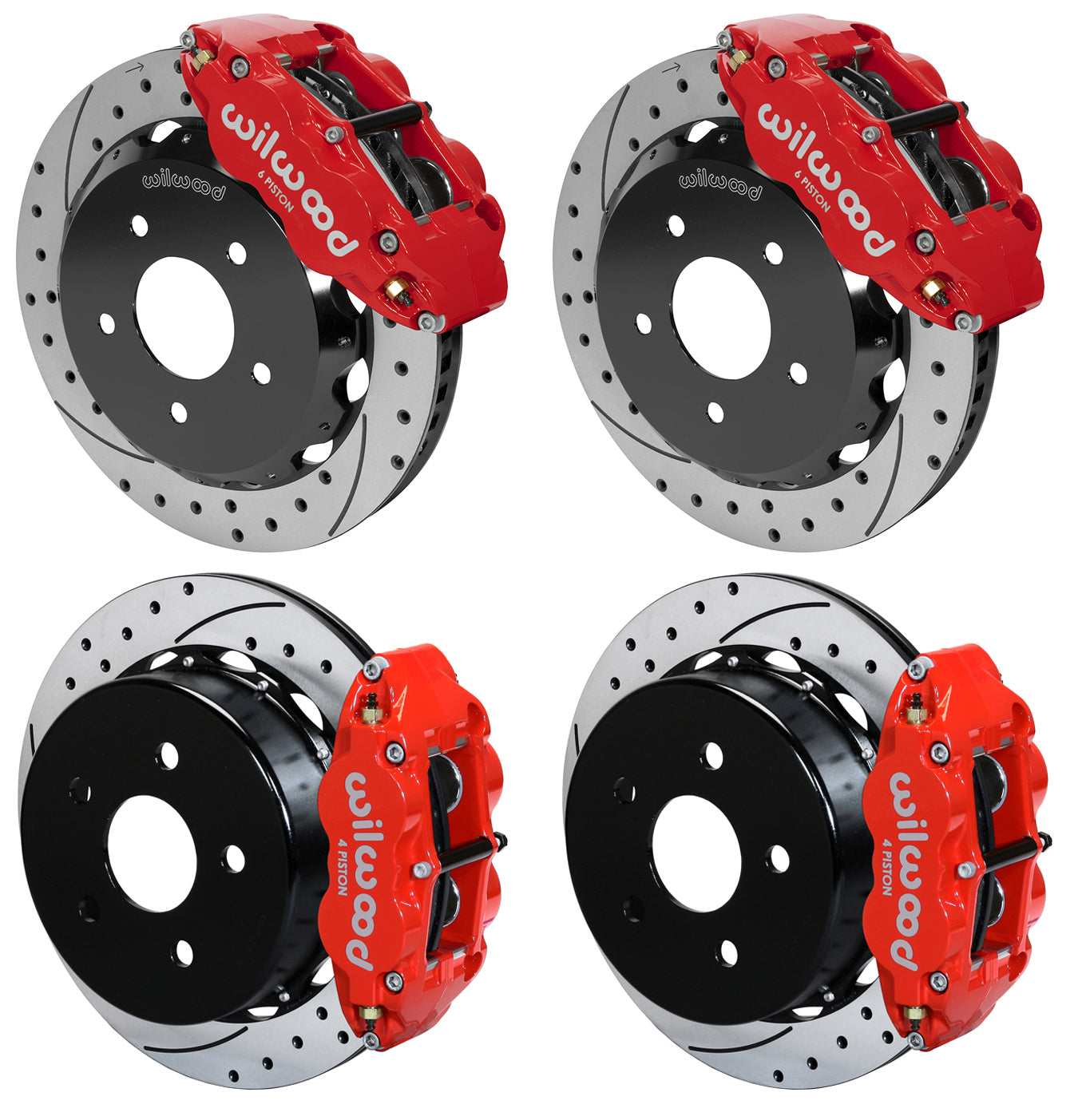 07-18 WRANGLER JK FULL DISC BRAKE KIT,13" DRILLED ROTORS,RED CALIPERS
