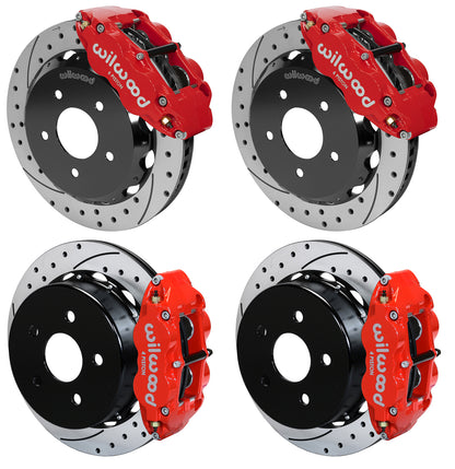 07-18 WRANGLER JK FULL DISC BRAKE KIT,13" DRILLED ROTORS,RED CALIPERS