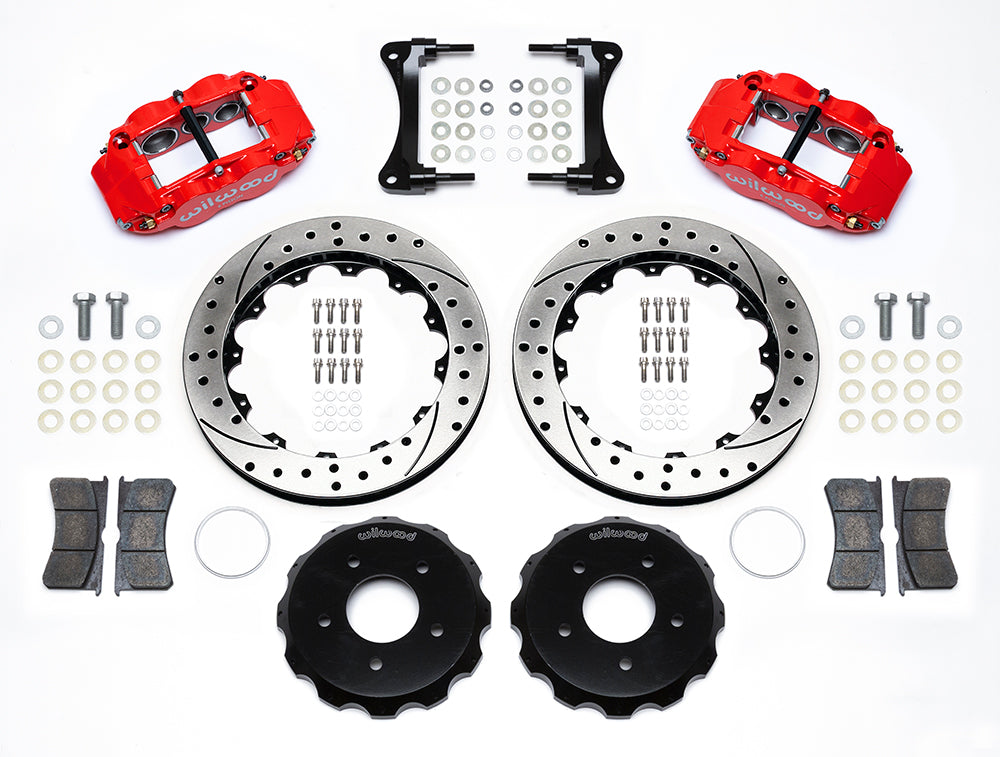 07-18 WRANGLER JK FULL DISC BRAKE KIT,13" DRILLED ROTORS,RED CALIPERS