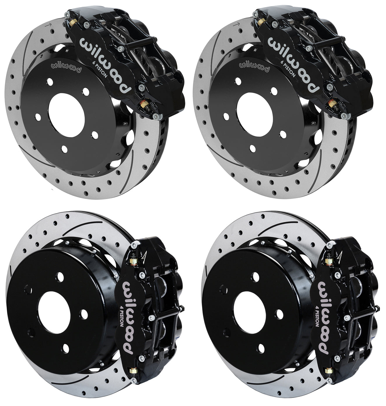 07-18 WRANGLER JK FULL DISC BRAKE KIT,13" DRILLED ROTORS,BLACK CALIPERS