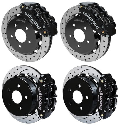 07-18 WRANGLER JK FULL DISC BRAKE KIT,13" DRILLED ROTORS,BLACK CALIPERS