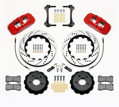 15-23 MUSTANG FULL DISC BRAKE KIT,14" DRILLED ROTORS,RED CALIPERS