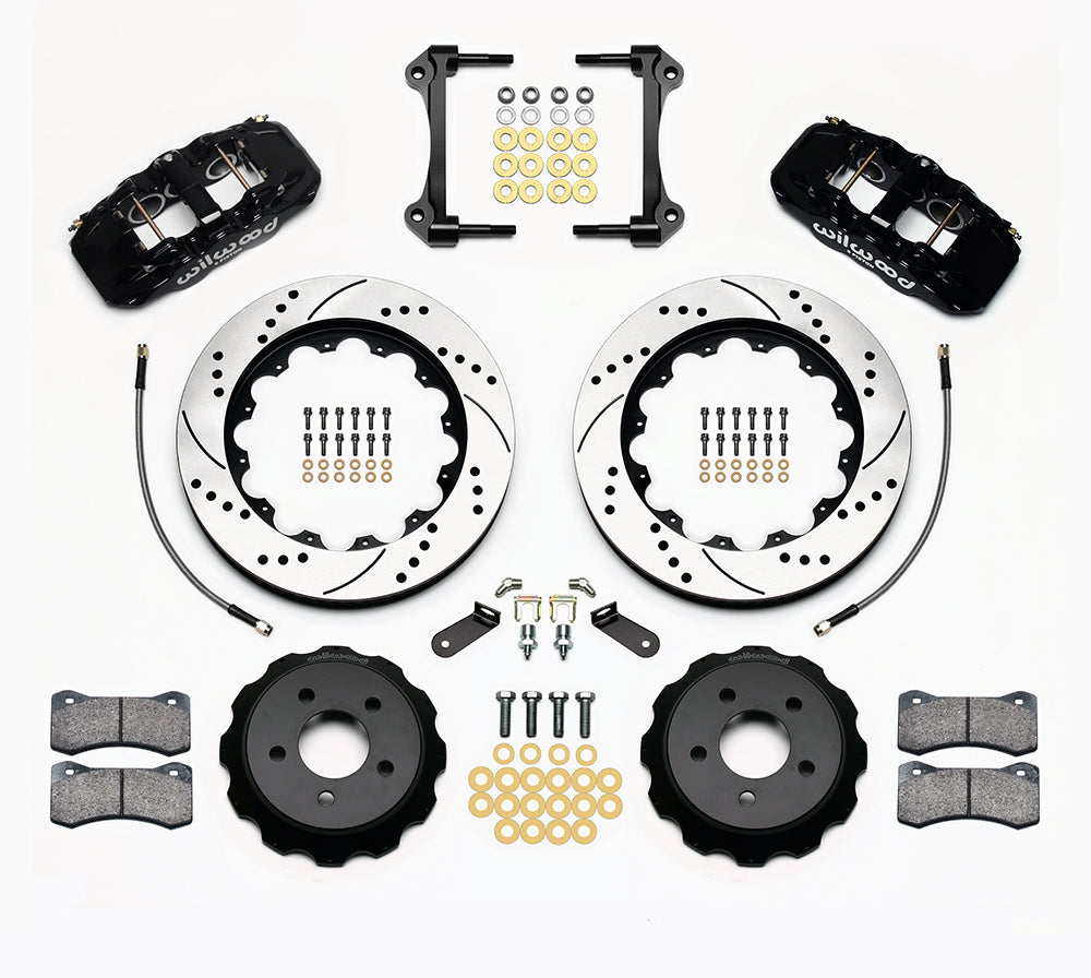 15-23 MUSTANG FULL DISC BRAKE KIT,14" DRILLED ROTORS,BLACK CALIPERS