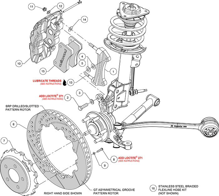 15-23 MUSTANG,FRONT,AERO6 RED CALIPERS,14" ROTORS