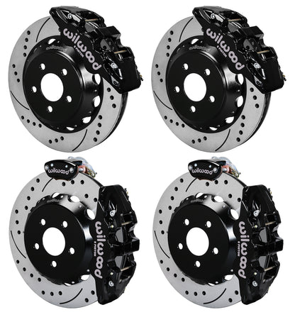 15-23 MUSTANG FULL DISC BRAKE KIT,14" DRILLED ROTORS,BLACK CALIPERS