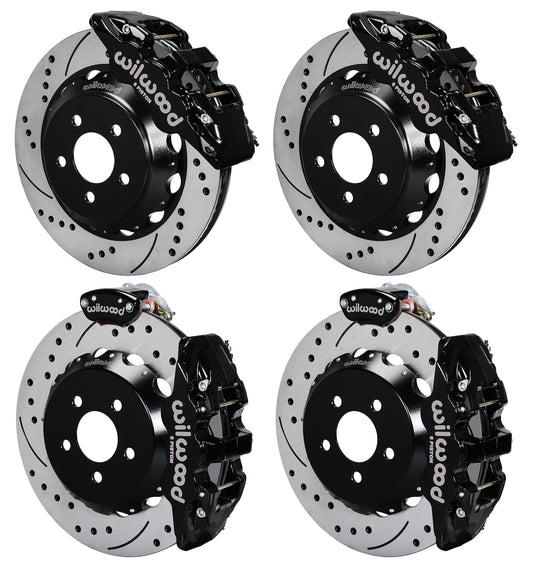 15-23 MUSTANG FULL DISC BRAKE KIT,14" DRILLED ROTORS,BLACK CALIPERS
