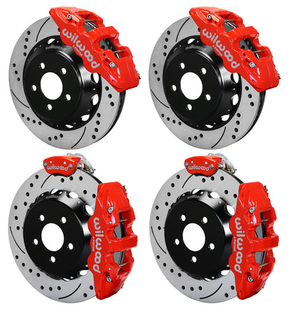 15-23 MUSTANG FULL DISC BRAKE KIT,14" DRILLED ROTORS,RED CALIPERS