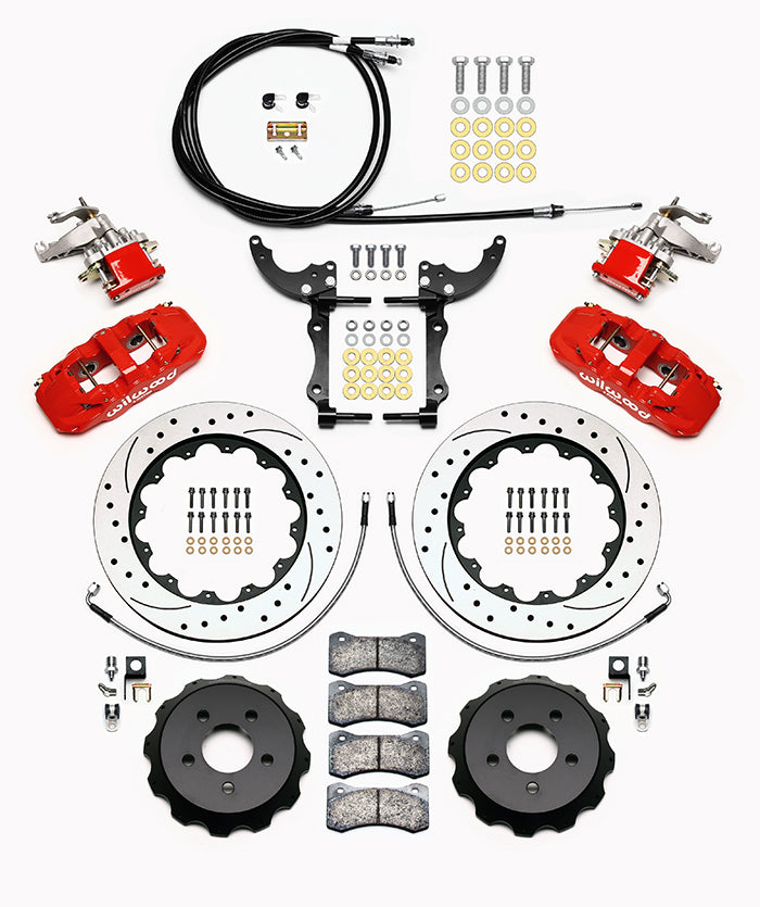 15-23 MUSTANG,REAR PARKING BRAKE,AERO4,MC4 RED CALIPERS,14" DRILLED ROTORS