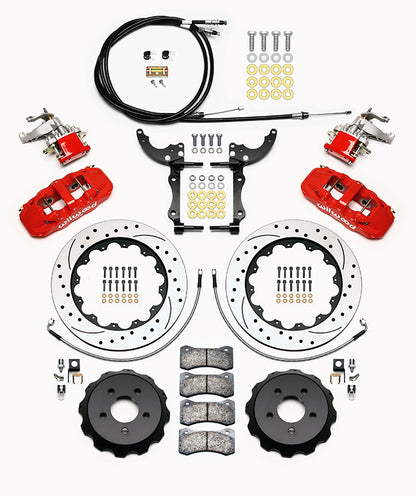 15-23 MUSTANG,REAR PARKING BRAKE,AERO4,MC4 RED CALIPERS,14" DRILLED ROTORS