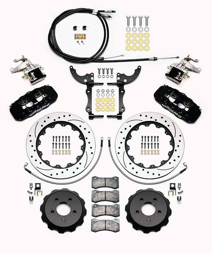 15-23 MUSTANG,REAR PARKING BRAKE,AERO4,MC4 BLACK CALIPERS,14" DRILLED ROTORS