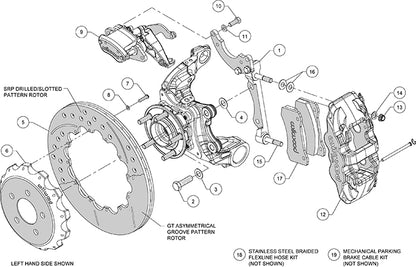 15-23 MUSTANG,REAR PARKING BRAKE,AERO4,MC4 BLACK CALIPERS,14" ROTORS