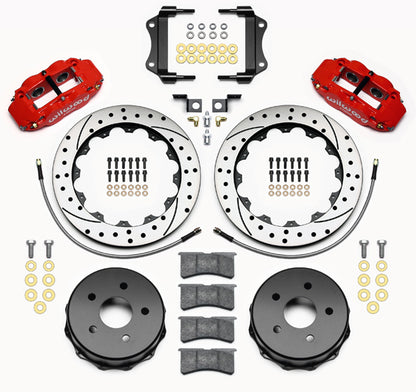 07-18 WRANGLER JK FULL DISC BRAKE KIT,13" DRILLED ROTORS,RED CALIPERS