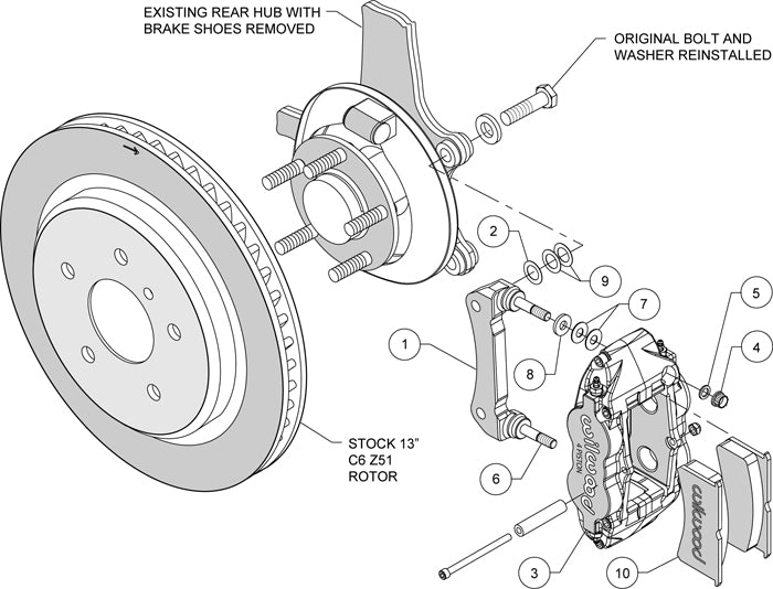 97-13 CORVETTE CALIPER KIT,REAR,SL4,RED