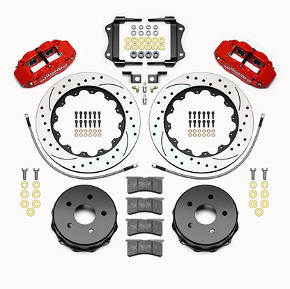 07-18 WRANGLER JK FULL DISC BRAKE KIT,14" DRILLED ROTORS,RED CALIPERS