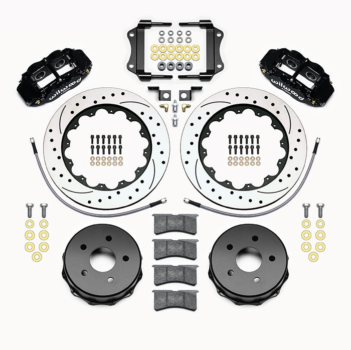 07-18 WRANGLER JK FULL DISC BRAKE KIT,14" DRILLED ROTORS,BLACK CALIPERS