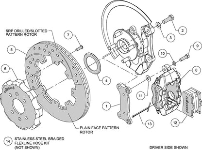16-23 MAZDA MIATA,FRONT,12.19" DRILLED ROTORS,RED CALIPERS,WITH LINES