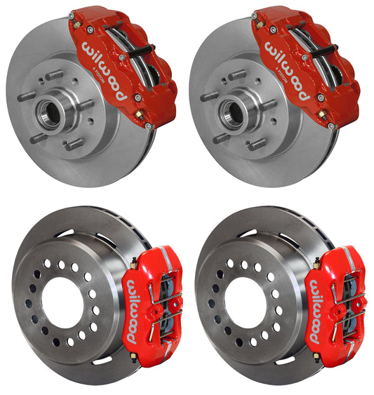 64-70 CHEVY C10,C15 FULL DISC BRAKE KIT,11.86"/11" ROTORS,RED CALIPERS