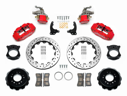 88-96 CORVETTE DISC BRAKE KIT,FRONT & REAR,LINES,13" DRILLED,RED CALIPERS