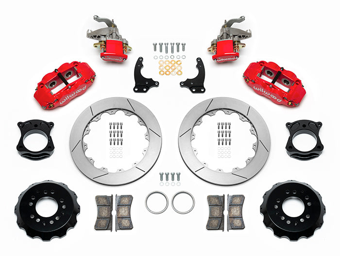88-96 CORVETTE DISC BRAKE KIT,FRONT & REAR,LINES,13",RED CALIPERS